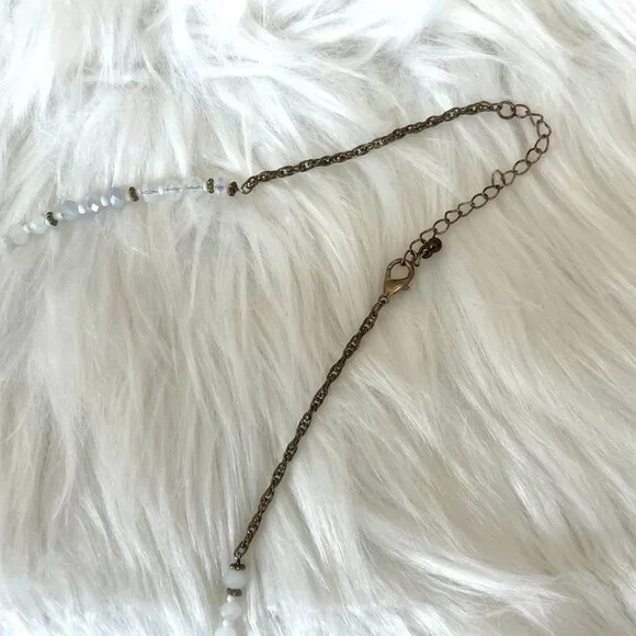 White, Gold, and Blue Tassel Necklace - Picture 3 of 3